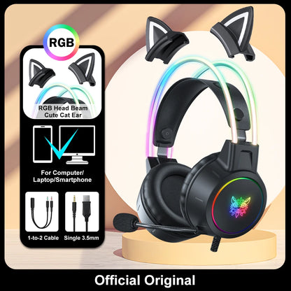 Casque RGB - Avec Support ou Oreilles de Chat