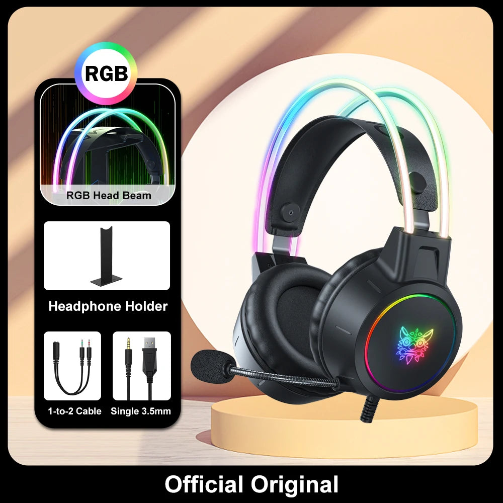 Casque RGB - Avec Support ou Oreilles de Chat
