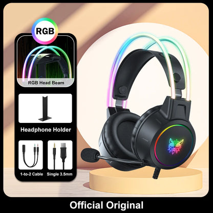 Casque RGB - Avec Support ou Oreilles de Chat