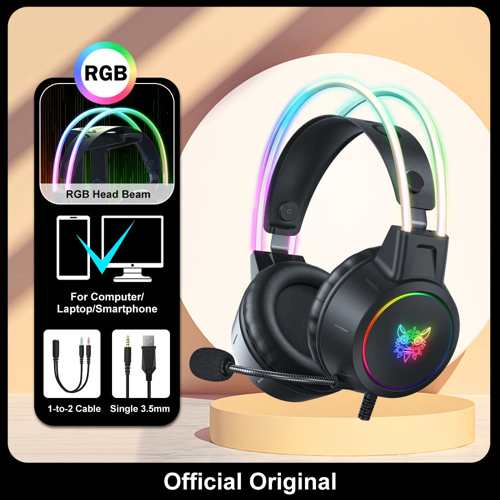 Casque RGB - Avec Support ou Oreilles de Chat